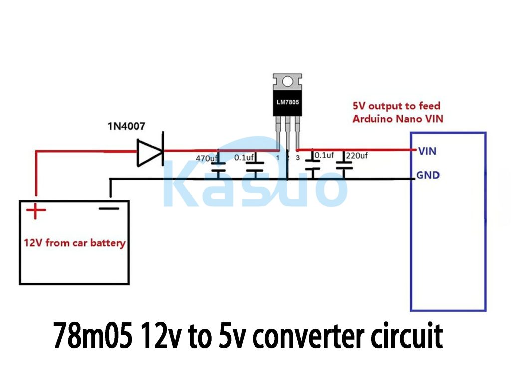 78m05 12v to 5v converter circuit 1