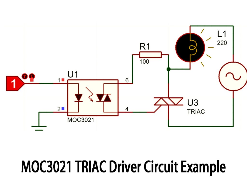 MOC3021 TRIAC Driver Circuit Example