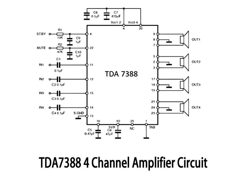 TDA7388 4 Channel Amplifier Circuit