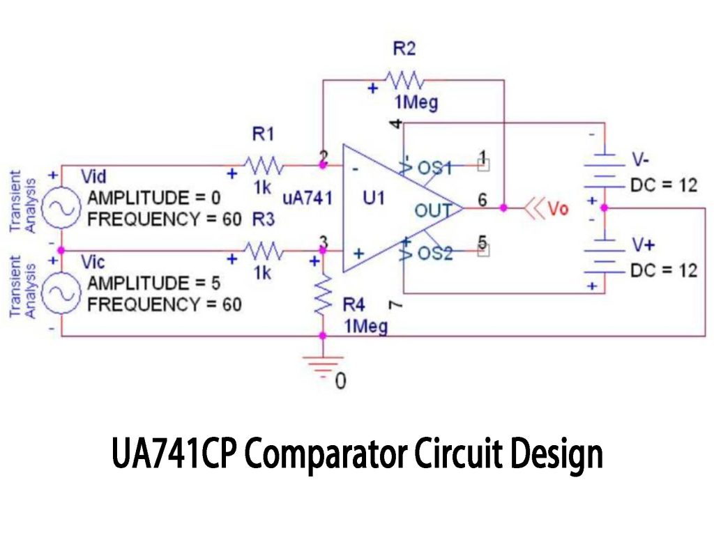UA741CP Comparator Circuit Design 1