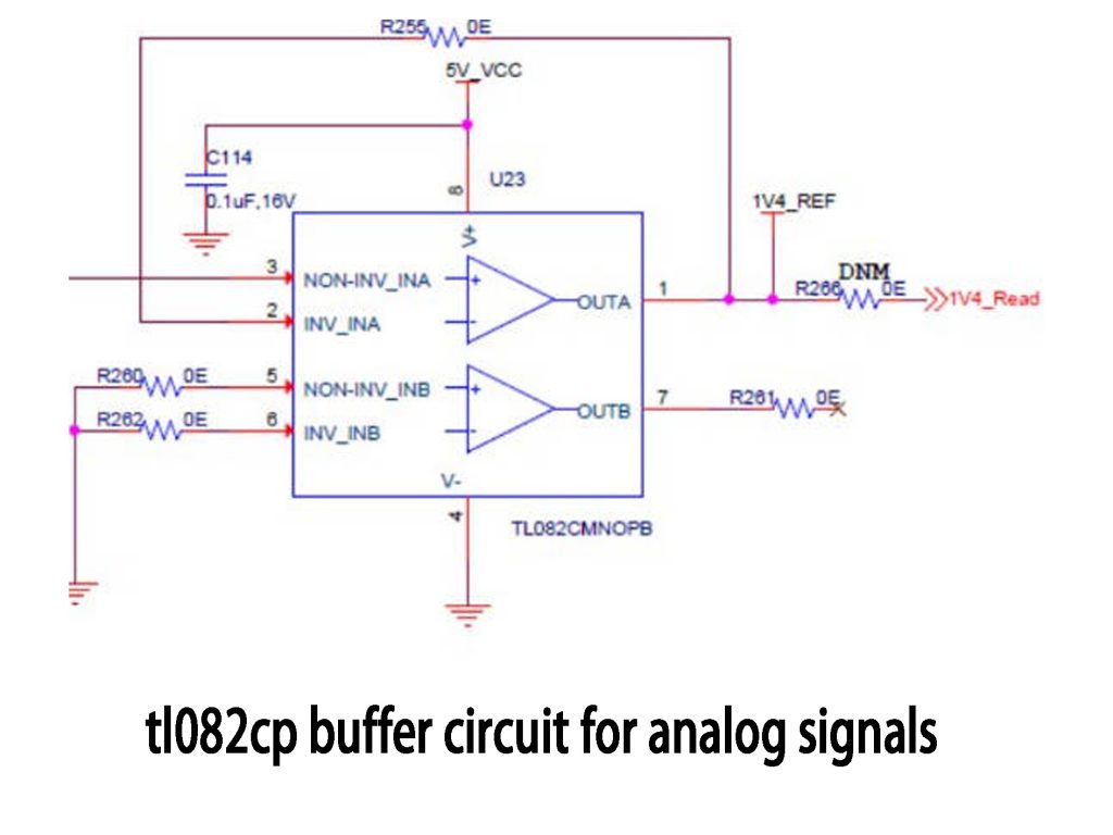 tl082cp buffer circuit for analog signals