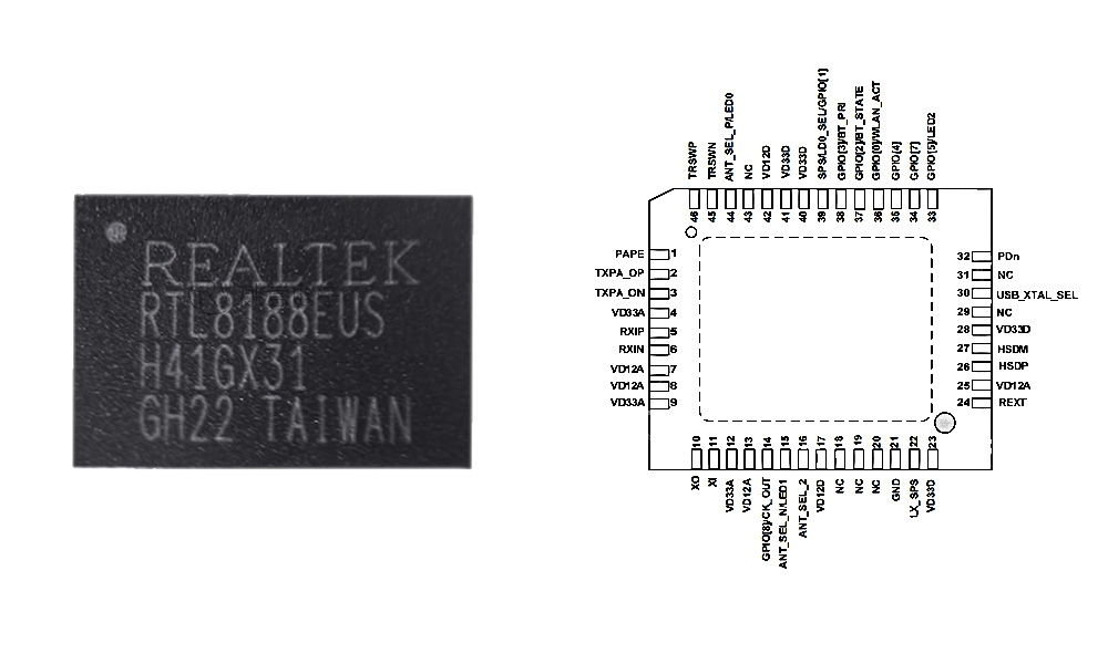 RTL8188EUS VH CG Pinout