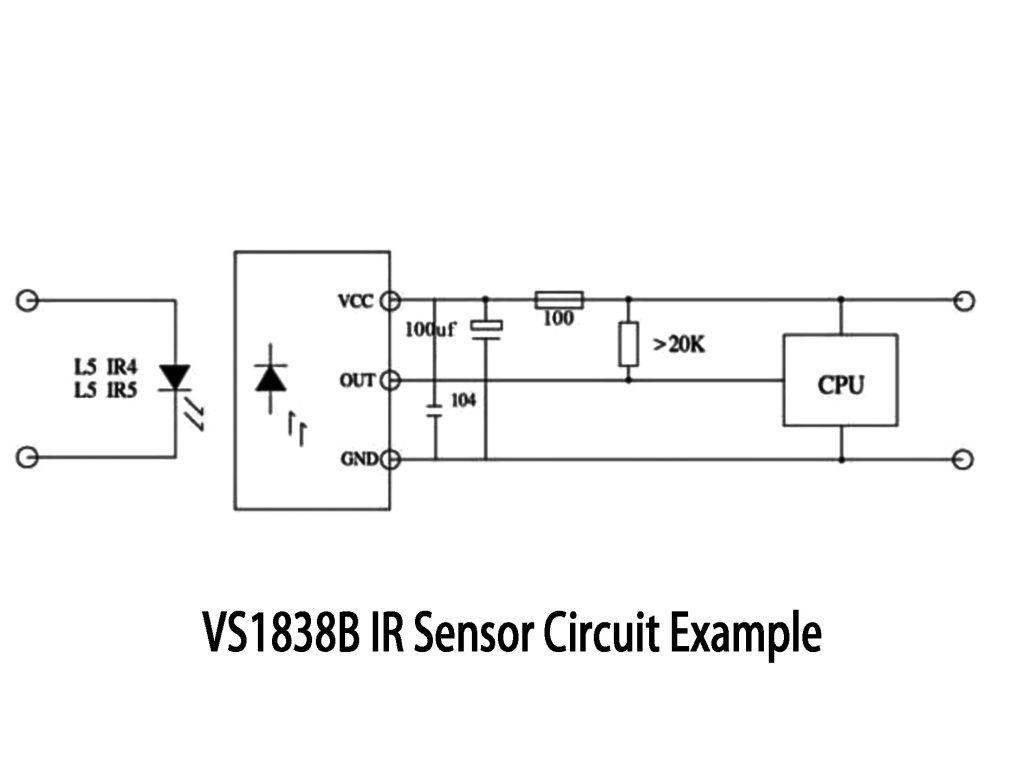 VS1838B IR Sensor Circuit Example 1