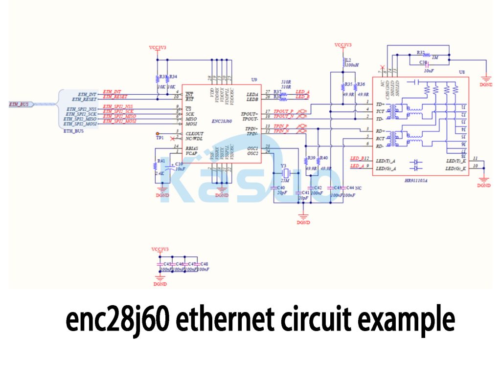 enc28j60 ethernet circuit example