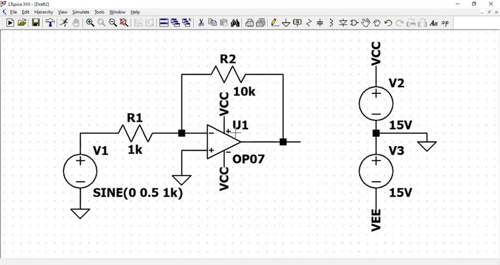 inverting opamp simulation ltspice