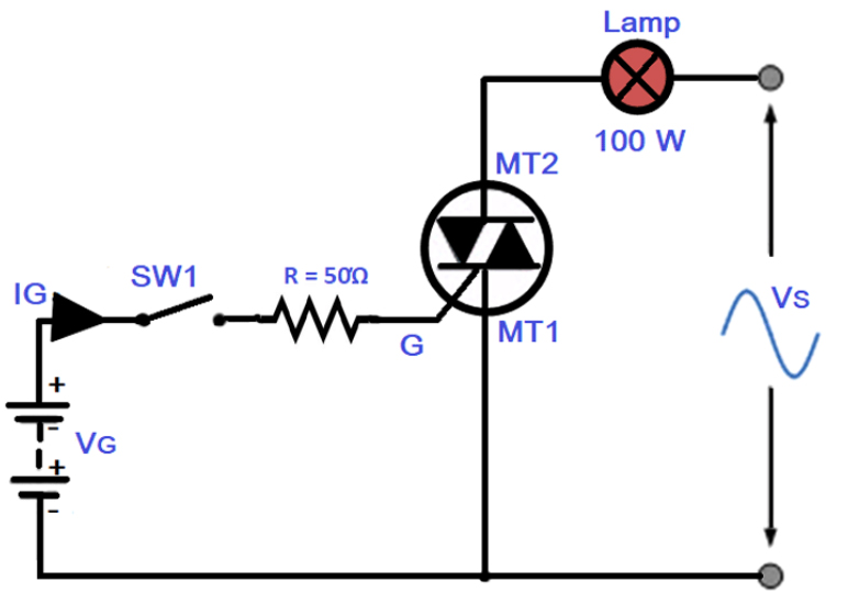 circuit diagram of a thyristor in an application
